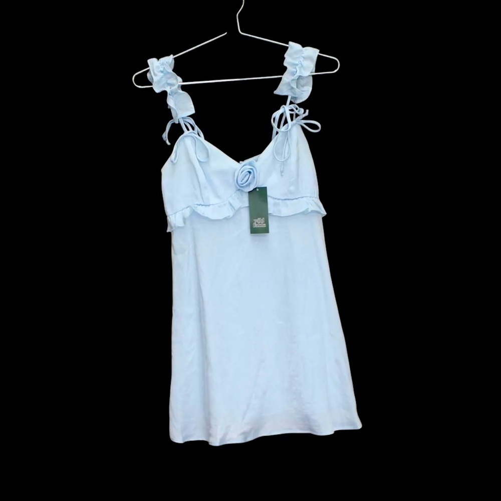 Wild Fable Light Blue Rosette Mini Holiday Babydoll Dress. Size M
